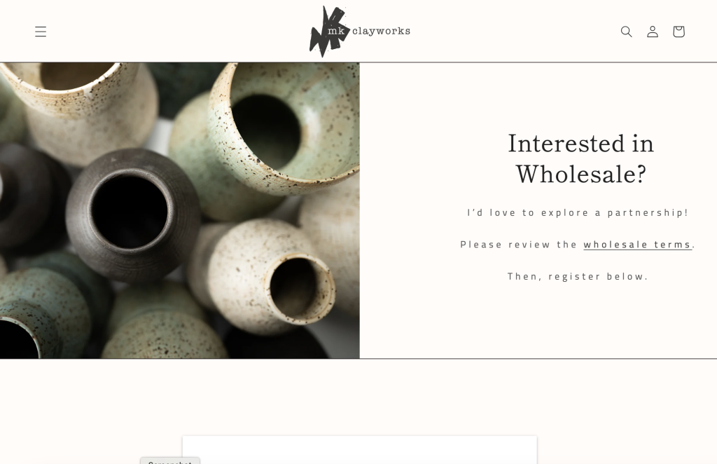 MK Clayworks Shopify website design by Etowah Creative Co.